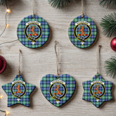 Sutherland Old Ancient Tartan Crest Christmas Ceramic Ornament